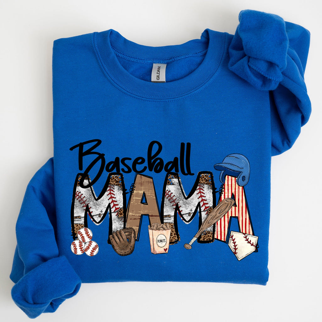 Baseball Mama Mother's Day Sideline Cheer Graphic Sweatshirt For Moms Who Cheer On The Diamond