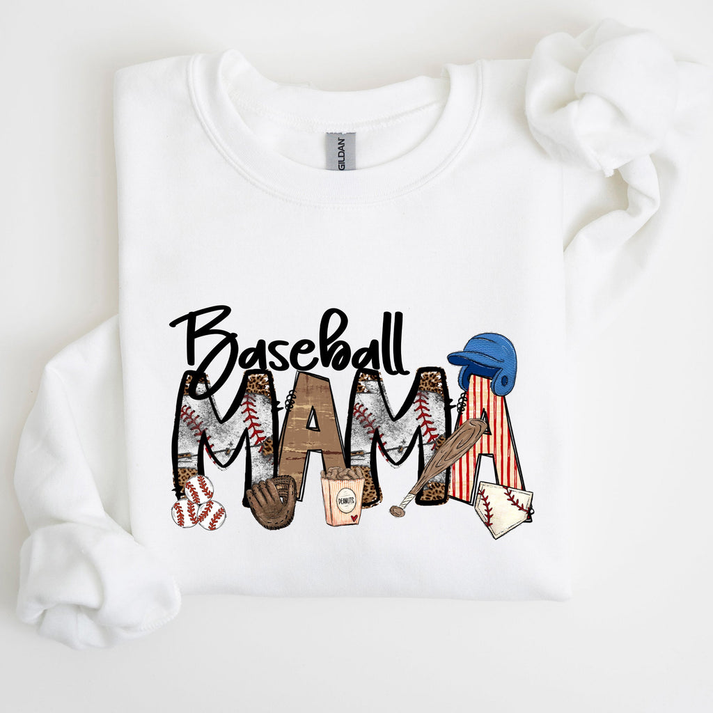 Baseball Mama Mother's Day Sideline Cheer Graphic Sweatshirt For Moms Who Cheer On The Diamond