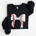 Baseball Bow Mom Mother's Day Cozy Vintage Style Soft Brushed Fleece Premium Sweatshirt