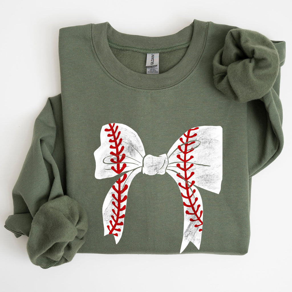 Baseball Bow Mom Mother's Day Cozy Vintage Style Soft Brushed Fleece Premium Sweatshirt