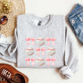Baseball Pink Bows Mother Mama Sports Coquette Vintage Inspired Cozy Heartfelt Fan Mom Sweatshirt