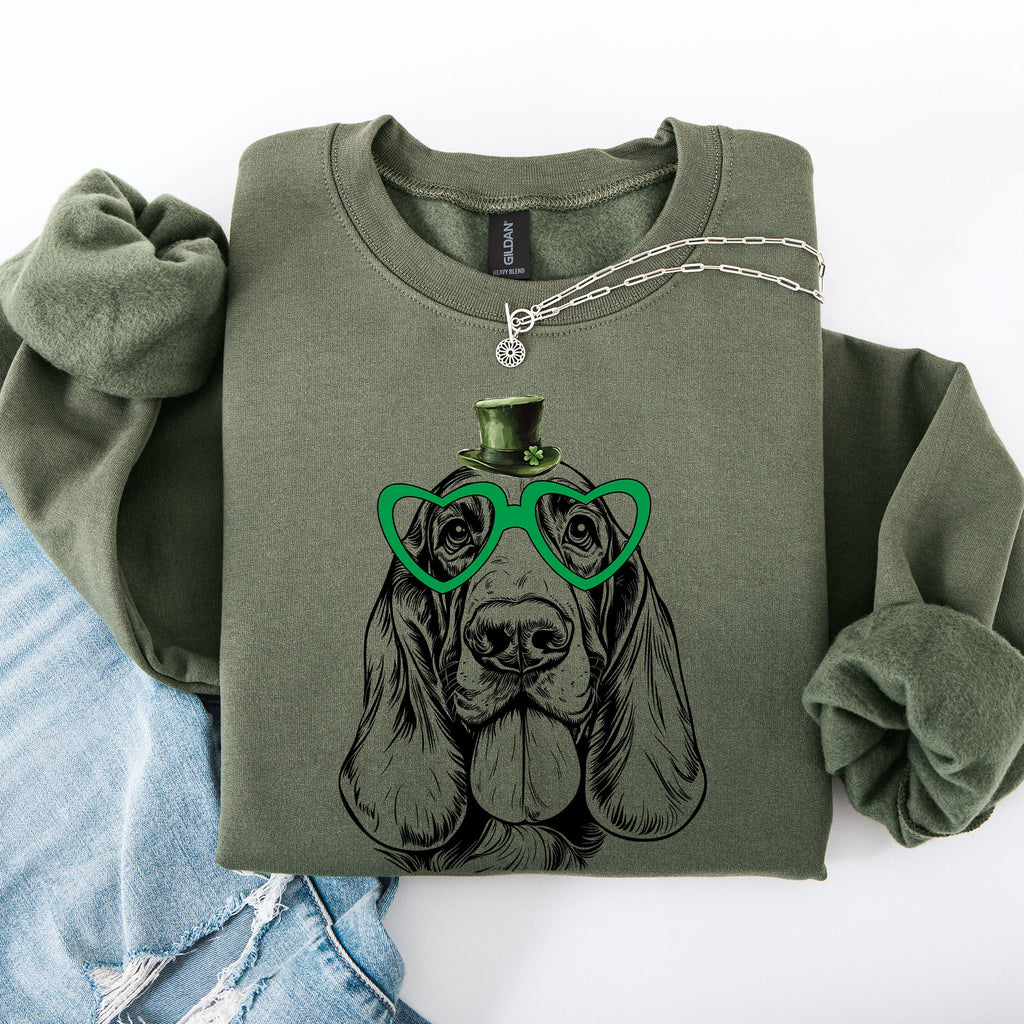 Basset Hound Adorable Dog St Patrick's Day Lucky Irish Pride Festive Cozy Sweatshirt