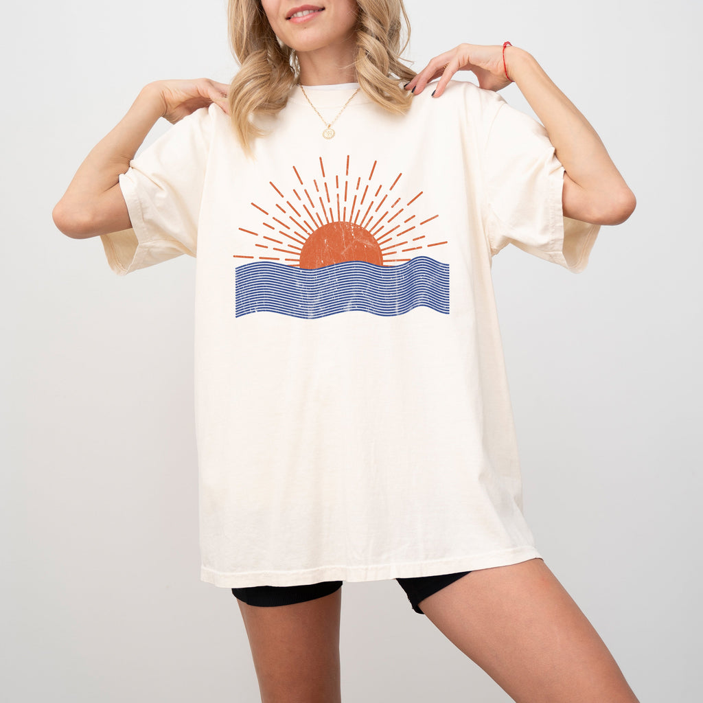 Beach Waves Sunset Summer Vibes Vacation Mykonos Hot Girl Summer Comfort Colors Tee