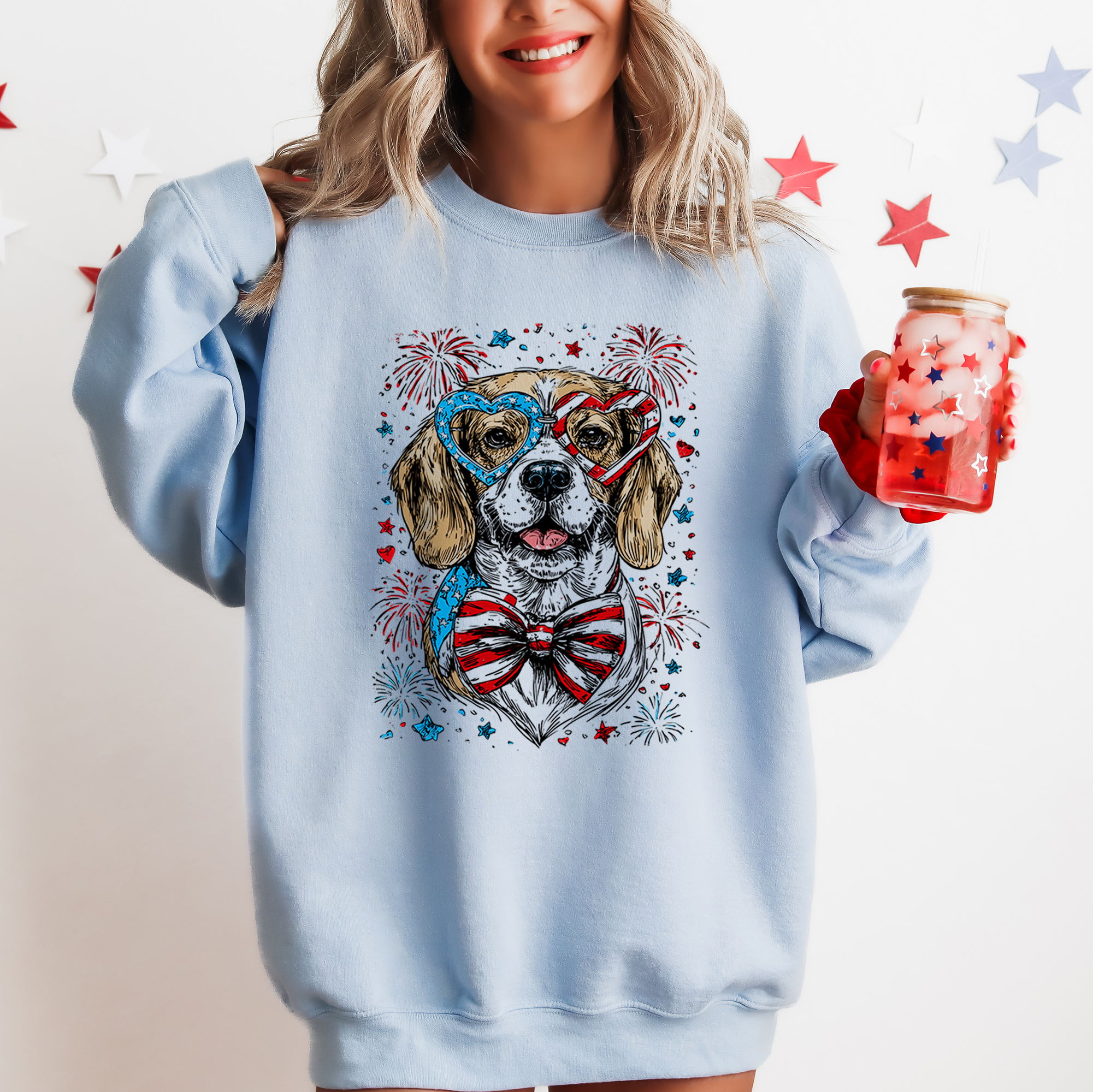 Beagle Patriotic Dog USA American Flag Fourth Of July Pet Lover Edition Sweatshirt