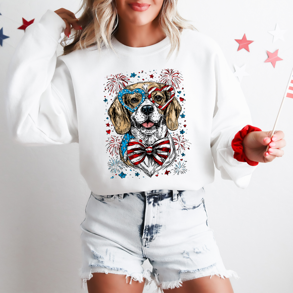 Beagle Patriotic Dog USA American Flag Fourth Of July Pet Lover Edition Sweatshirt
