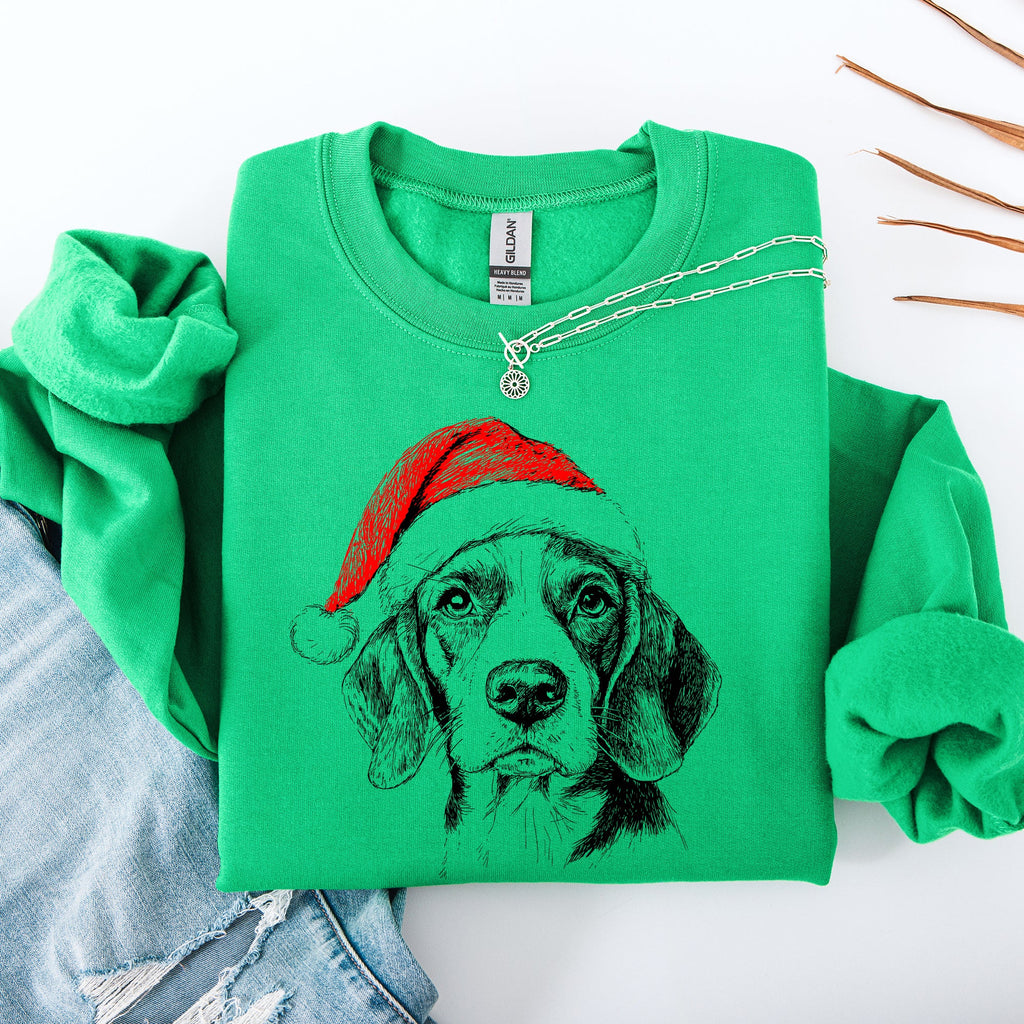 Beagle Santa Christmas Dog Lover Beagle Breed Holiday Cheer Seasonal Greeting Graphic Sweatshirt