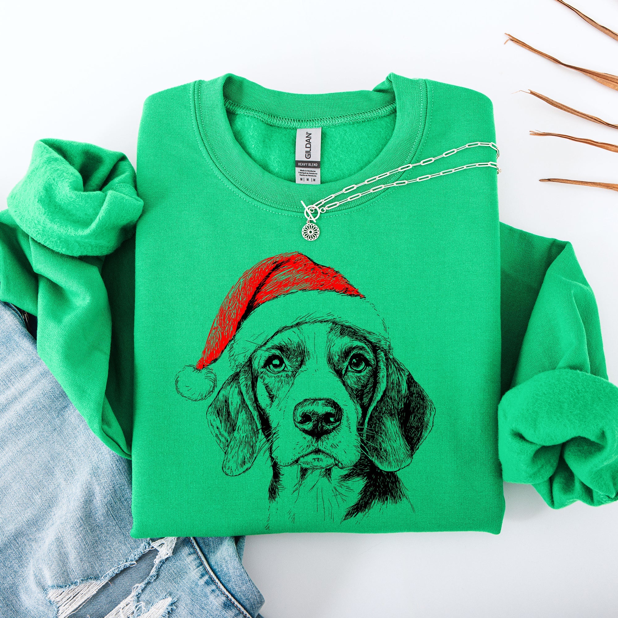 Beagle Santa Christmas Dog Lover Beagle Breed Holiday Cheer Seasonal Greeting Graphic Sweatshirt