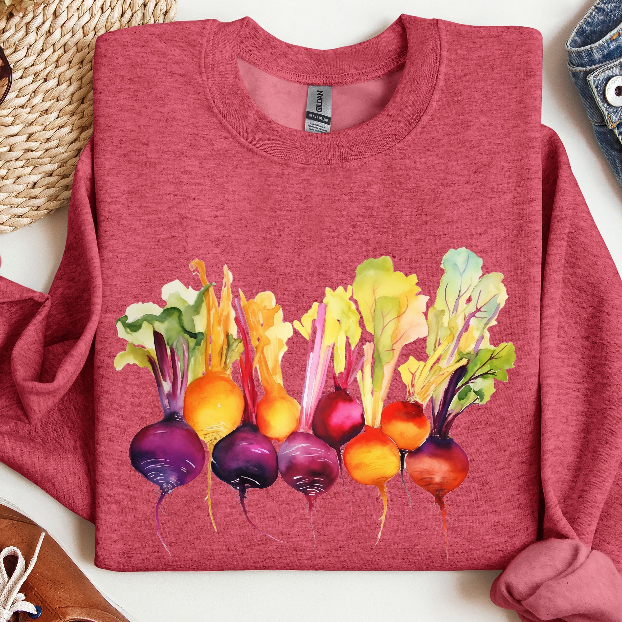 Beets Watercolor Vegetables Gardening Artistic Illustration Sweatshirt