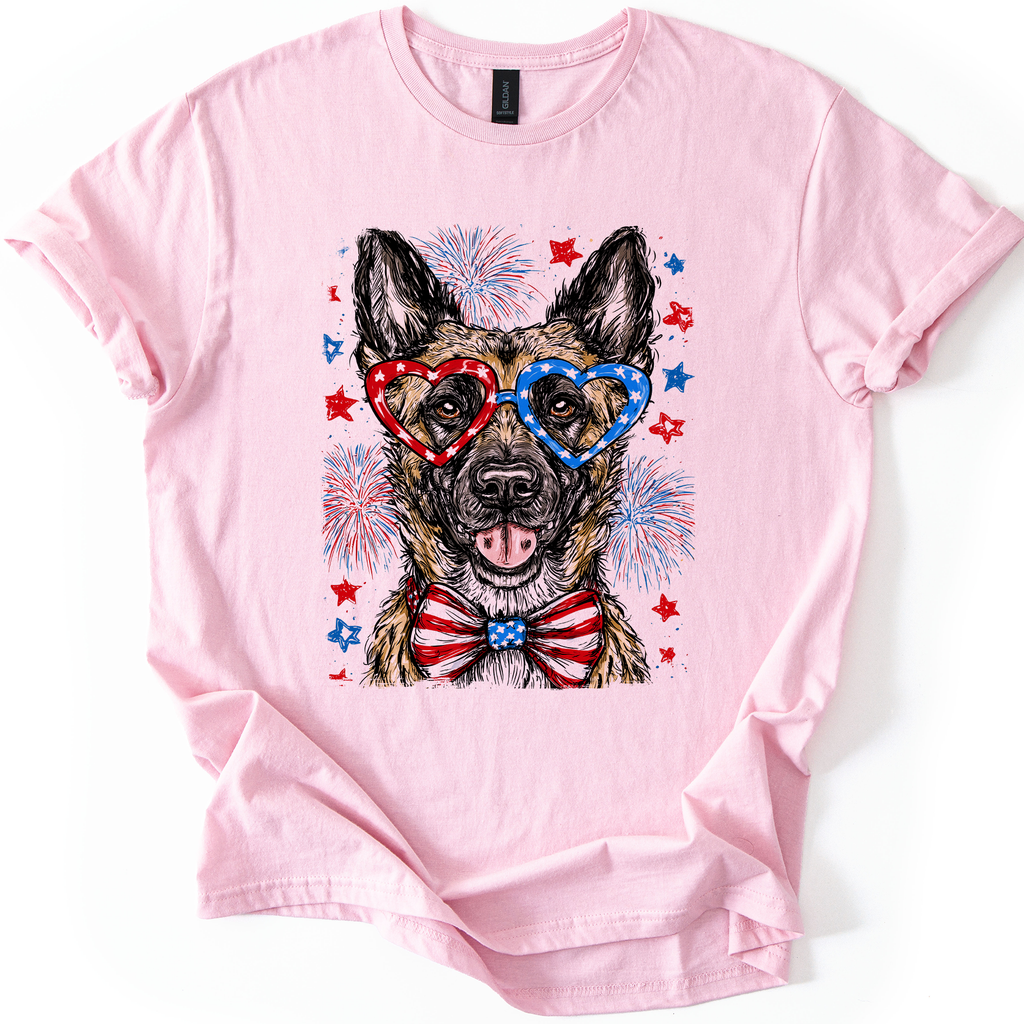 Belgian Malinois Patriotic Dog USA Flag Fourth Of July Edition For Pet Lovers And Patriot Fans Graphic Tee