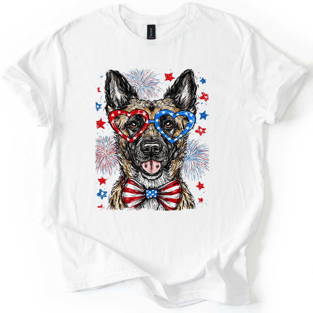 Belgian Malinois Patriotic Dog USA Flag Fourth Of July Edition For Pet Lovers And Patriot Fans Graphic Tee