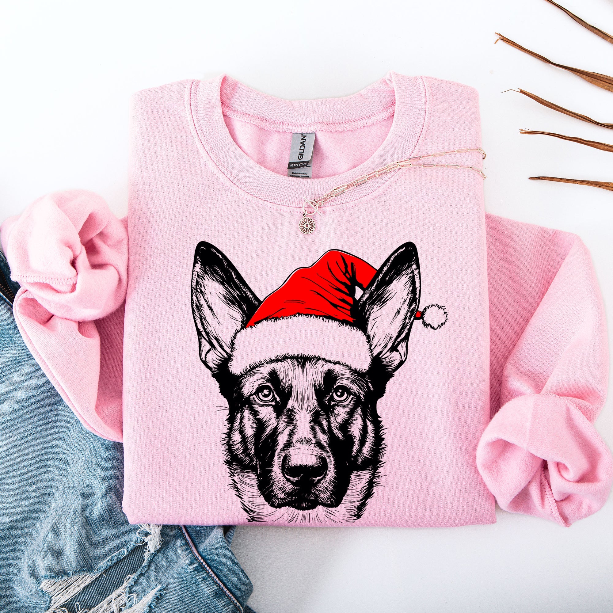Belgian Malinois Santa Christmas Dog Lover Festive Holiday Theme Graphic Print Sweatshirt