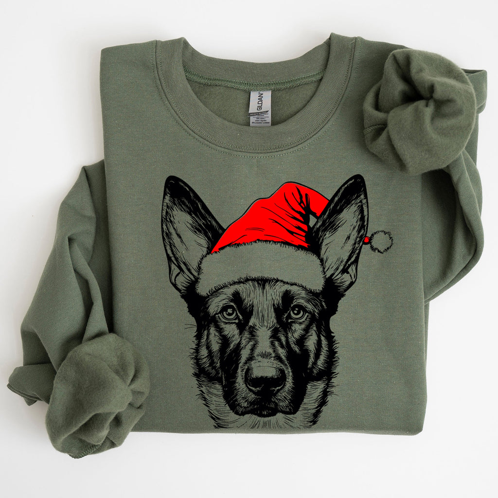 Belgian Malinois Santa Christmas Dog Lover Festive Holiday Theme Graphic Print Sweatshirt