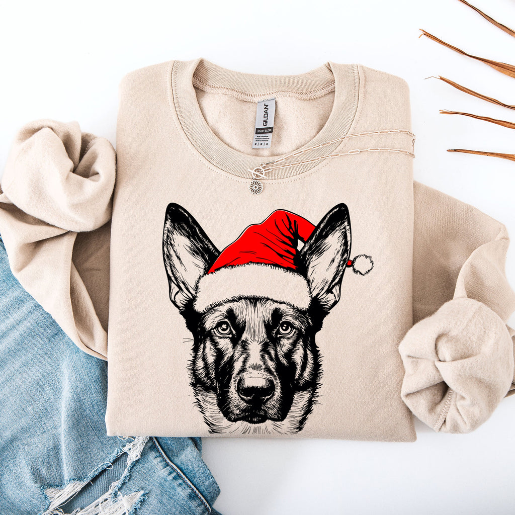 Belgian Malinois Santa Christmas Dog Lover Festive Holiday Theme Graphic Print Sweatshirt