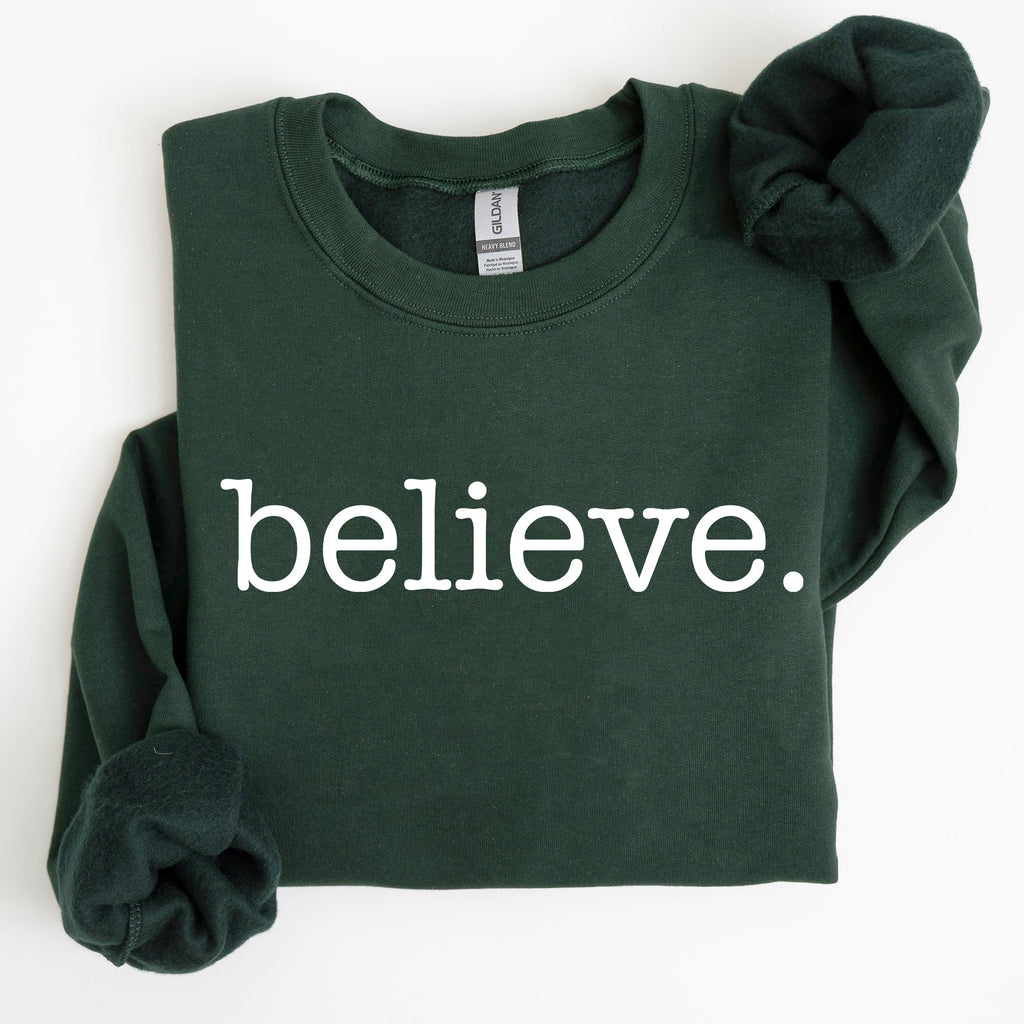 Believe Classic Minimalist Christmas Winter Snow Santa Xmas Cozy Festive Holidays Sweatshirt