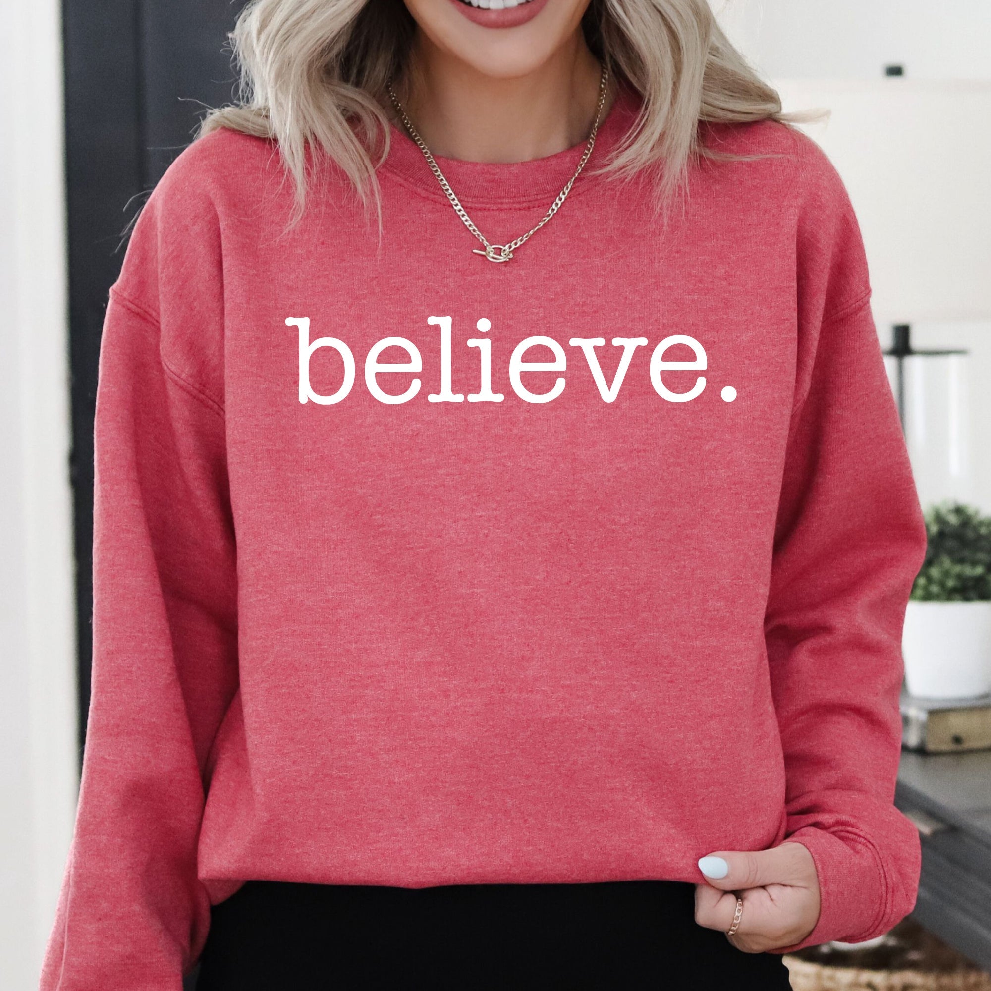 Believe Classic Minimalist Christmas Winter Snow Santa Xmas Cozy Festive Holidays Sweatshirt