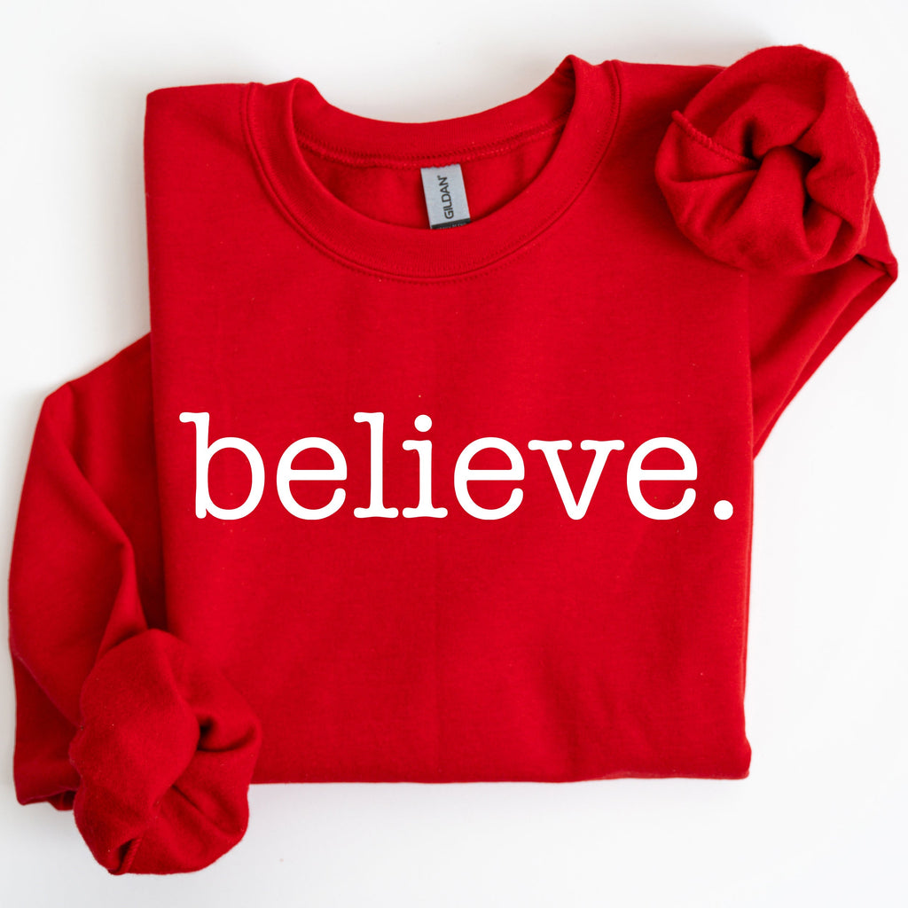 Believe Classic Minimalist Christmas Winter Snow Santa Xmas Cozy Festive Holidays Sweatshirt