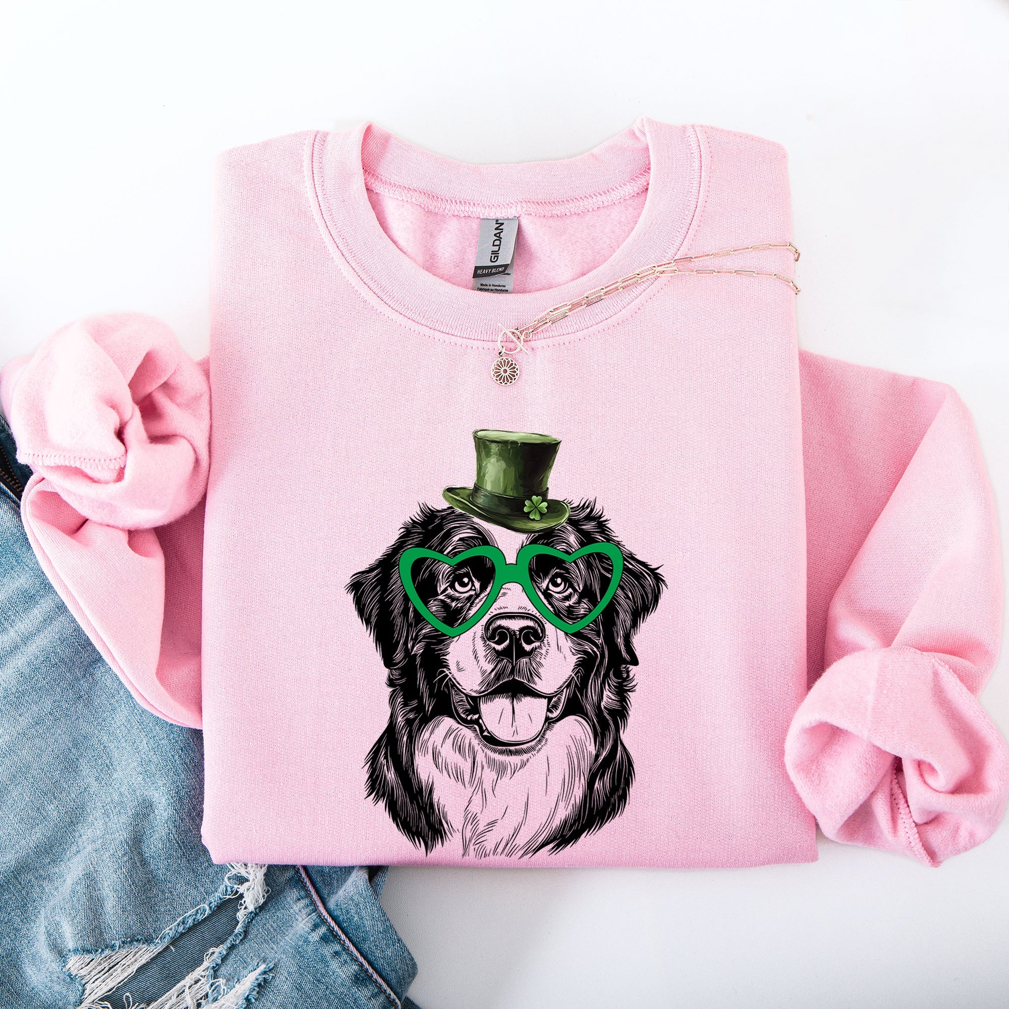 Bernese Mountain Dog Adorable St Patrick's Day Lucky Irish Greeting Cozy Sweatshirt