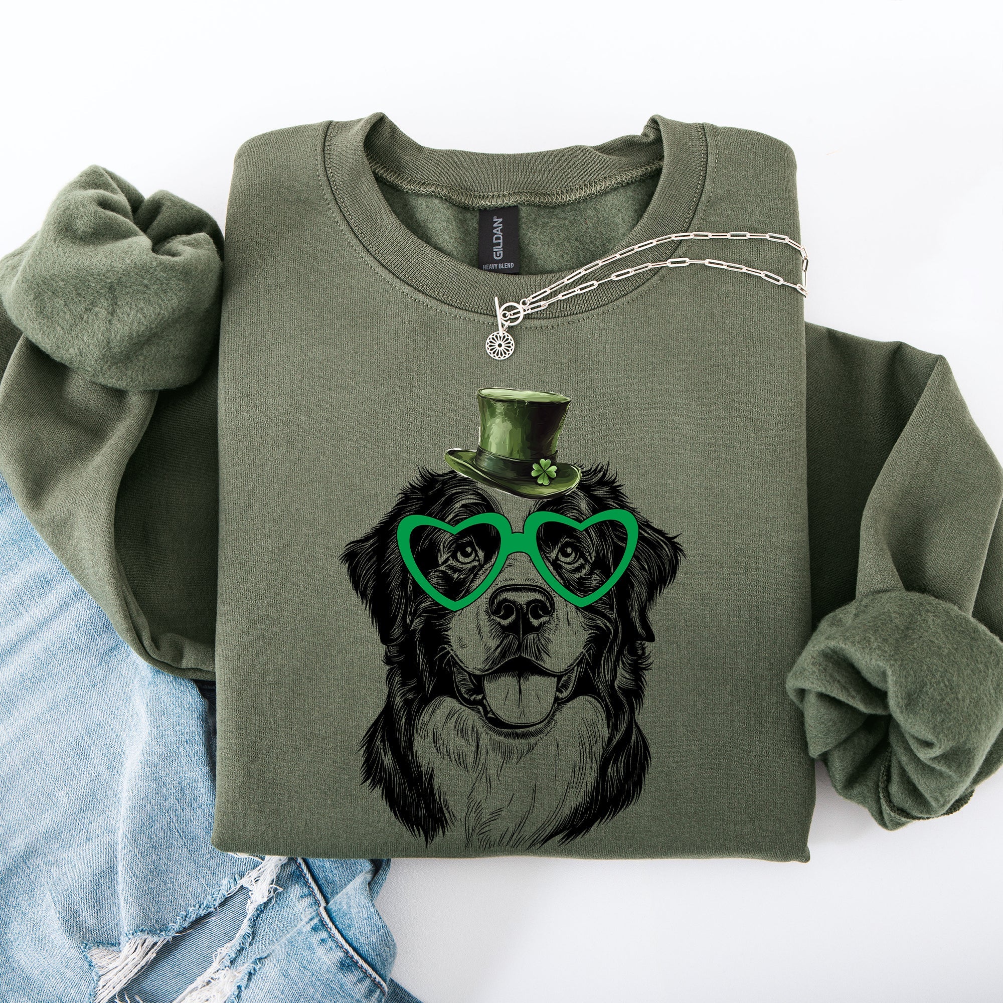 Bernese Mountain Dog Adorable St Patrick's Day Lucky Irish Greeting Cozy Sweatshirt