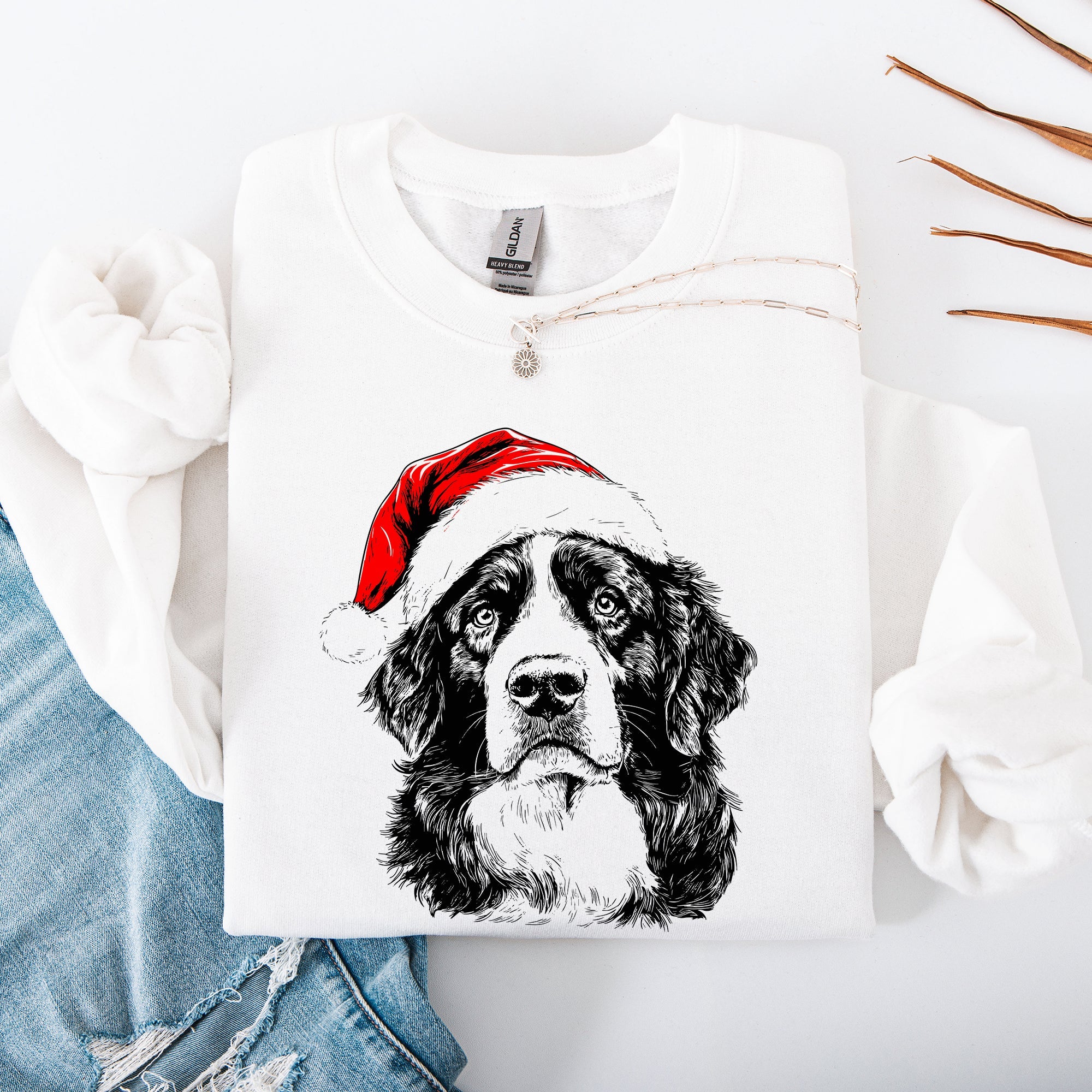 Bernese Mountain Dog Santa Christmas Lover Festive Cozy Holiday Pet Pride Sweatshirt