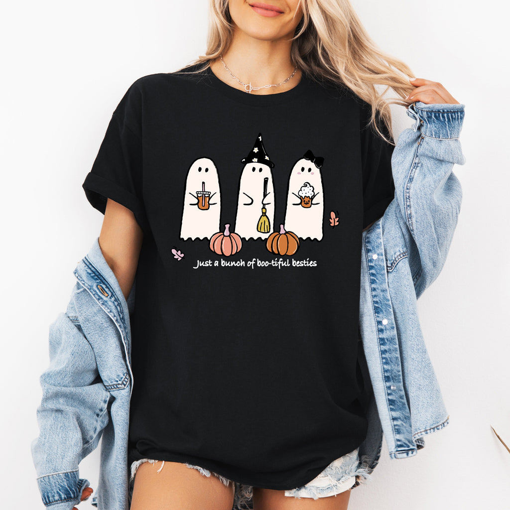Besties Halloween Ghosts Cute Witch Pumpkin Night Of Spooky Fun For Halloween Lovers Graphic Tee