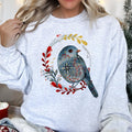 Bird Folk Art Scandinavian Winter Christmas Ornament Birds Nordic Pattern Sweatshirt