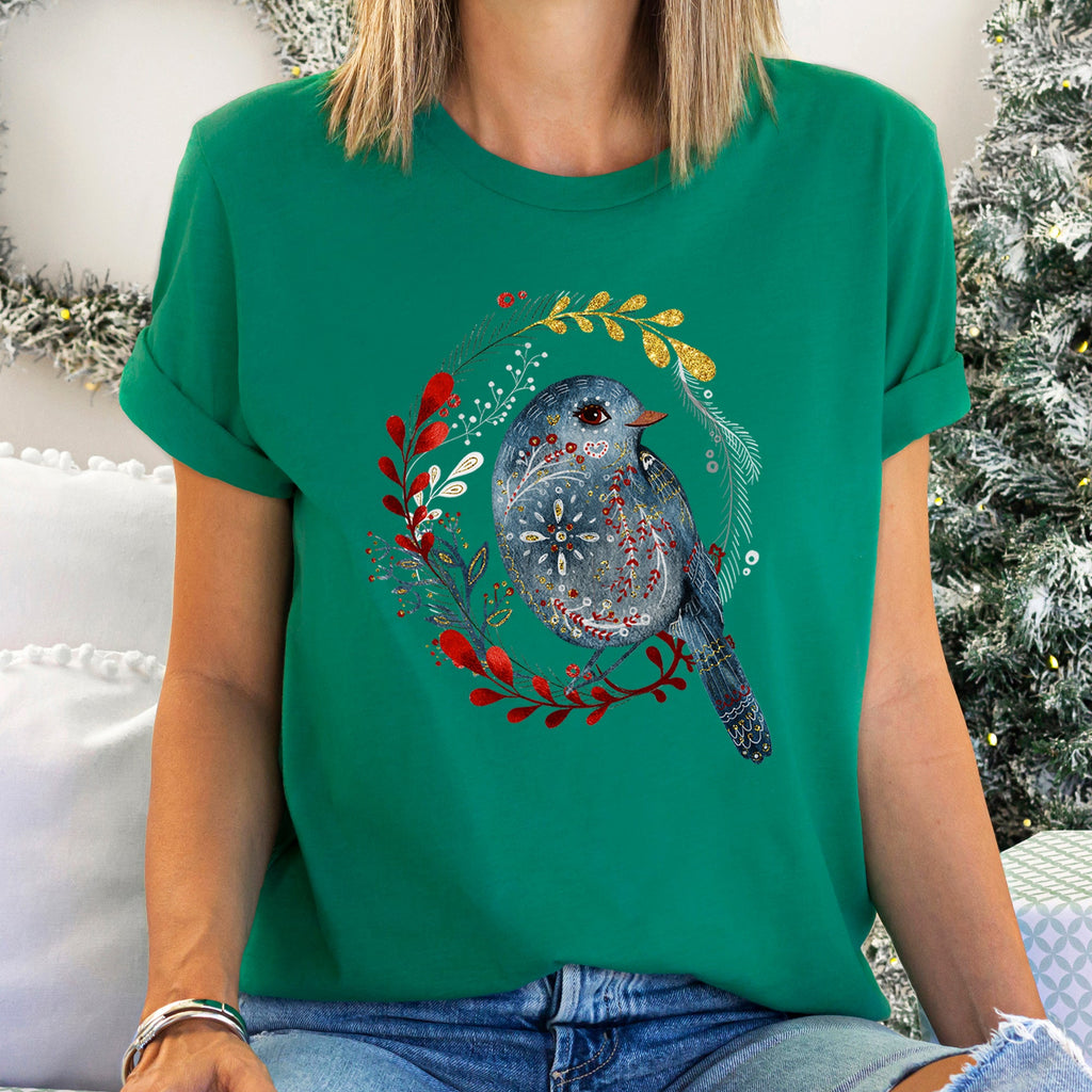 Bird Folk Art Scandinavian Winter Christmas Illustration Limited Collective Graphic Tee