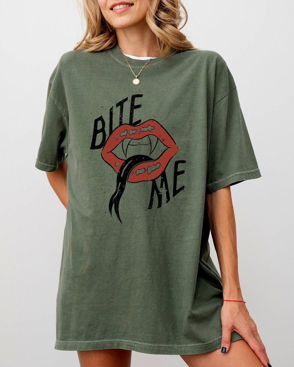 Bite Me Lips Vampire Funny Sexy Crude Sarcastic Vulgar Edition Comfort Colors Tee