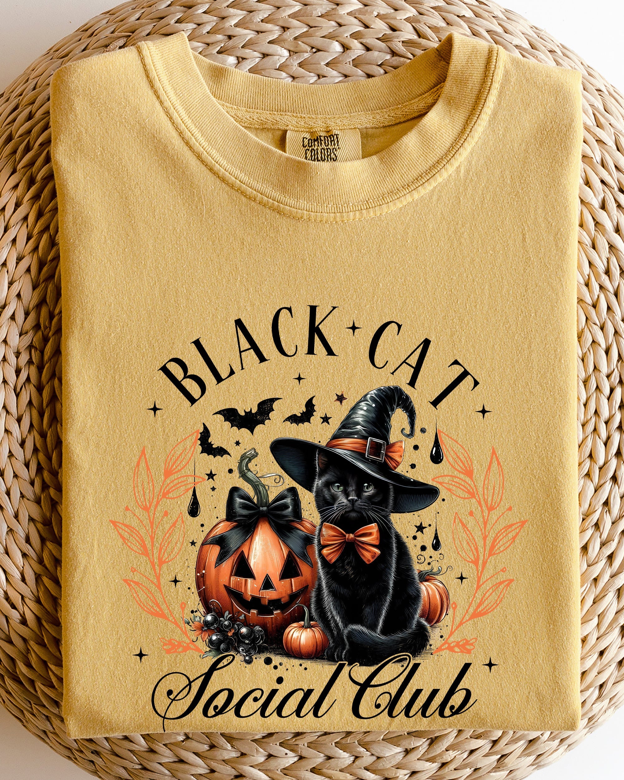 Black Cat Social Club Coquette Halloween Witch Pumpkin Jack-O-Lantern Comfort Colors Tee