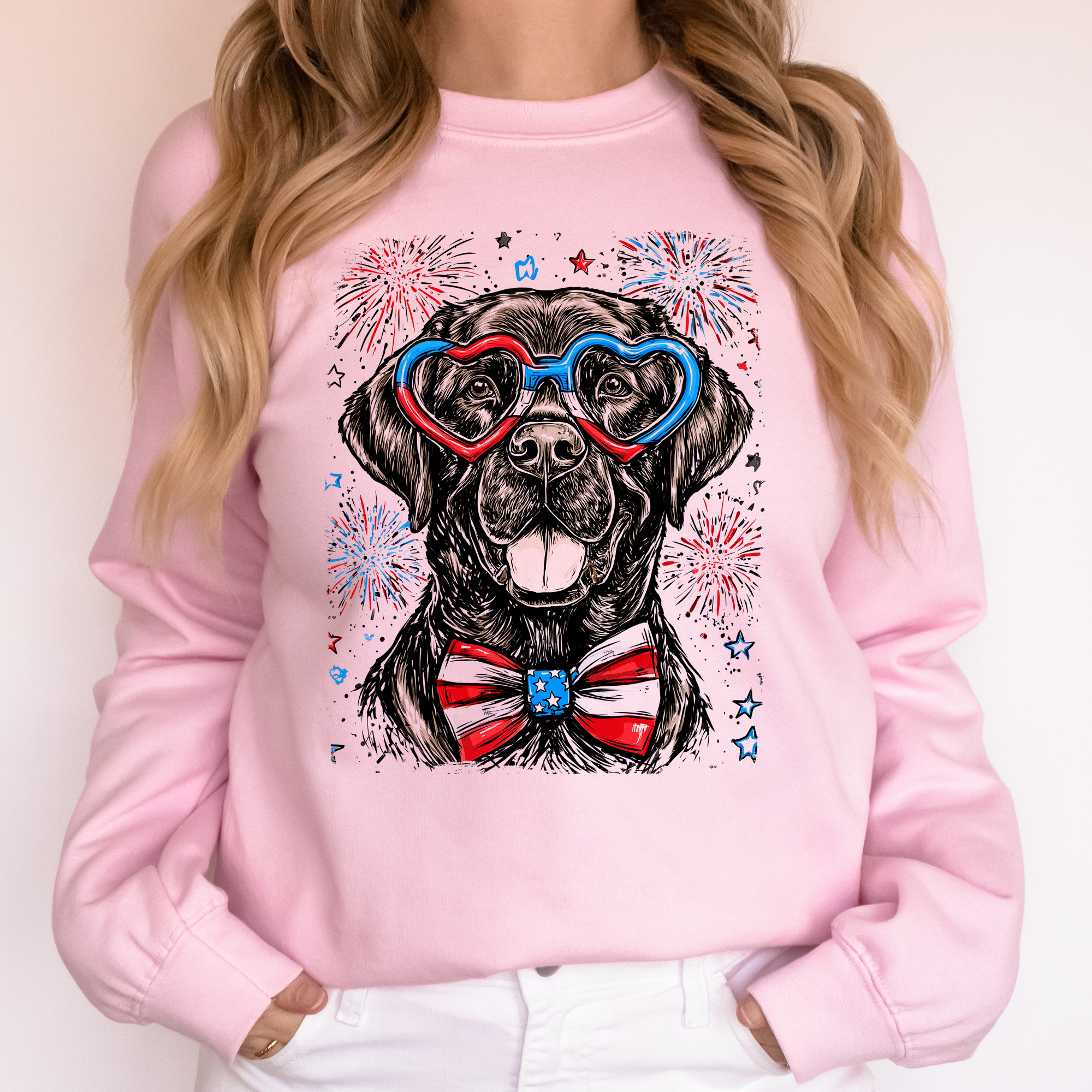Black Labrador Patriotic Dog USA 4th Of July Pride For Pet Lovers Cozy Sweatshirt