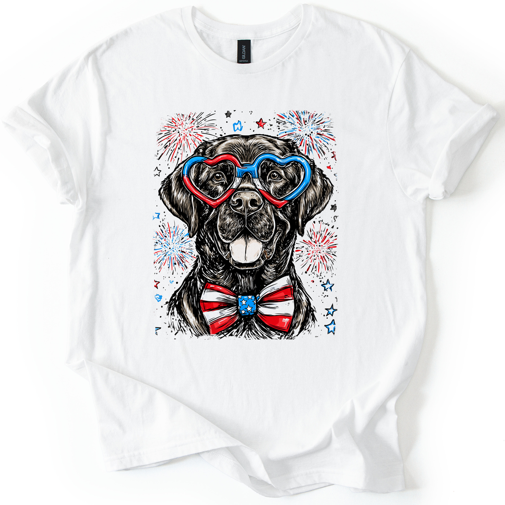 Patriotic Labrador USA Fourth Of July Dog Lover American Flag Inspired Graphic Tee