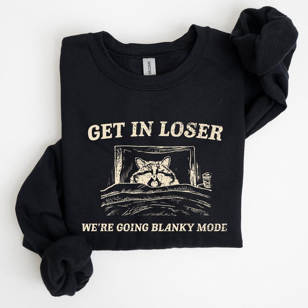 Blanky Mode Raccoon Meme Cartoon Character Pop Culture Reference Internet Meme Sweatshirt