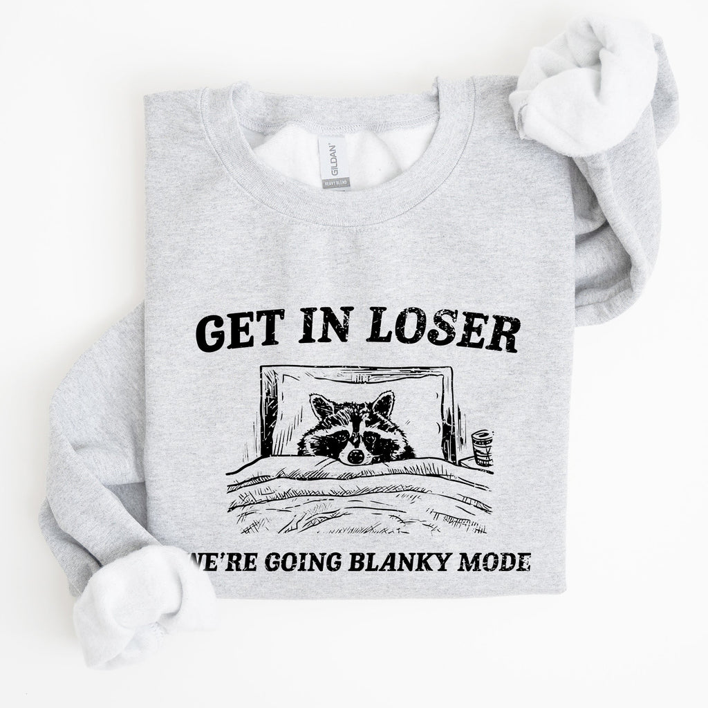 Blanky Mode Raccoon Meme Cartoon Character Pop Culture Reference Internet Meme Sweatshirt