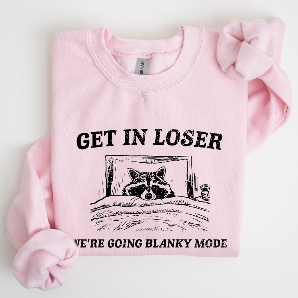 Blanky Mode Raccoon Meme Cartoon Character Pop Culture Reference Internet Meme Sweatshirt