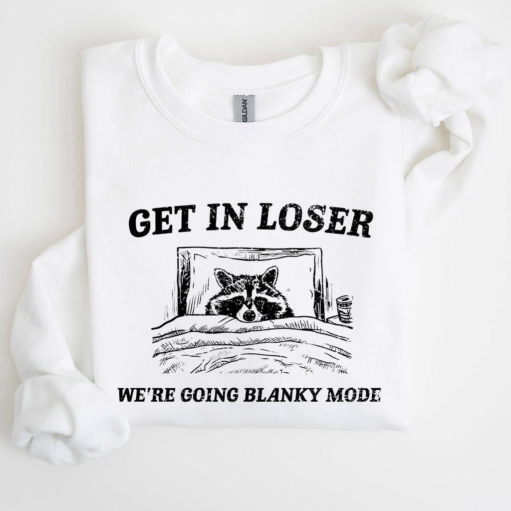 Blanky Mode Raccoon Meme Cartoon Character Pop Culture Reference Internet Meme Sweatshirt