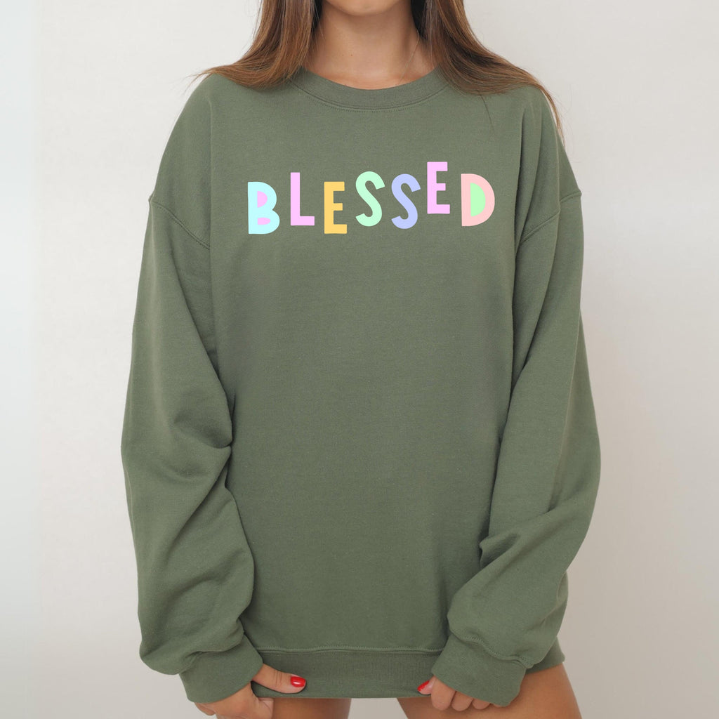 Blessed Positivity And Sarcasm Graphic Quote For Positive Vibes Daily Crewneck Sweatshirt