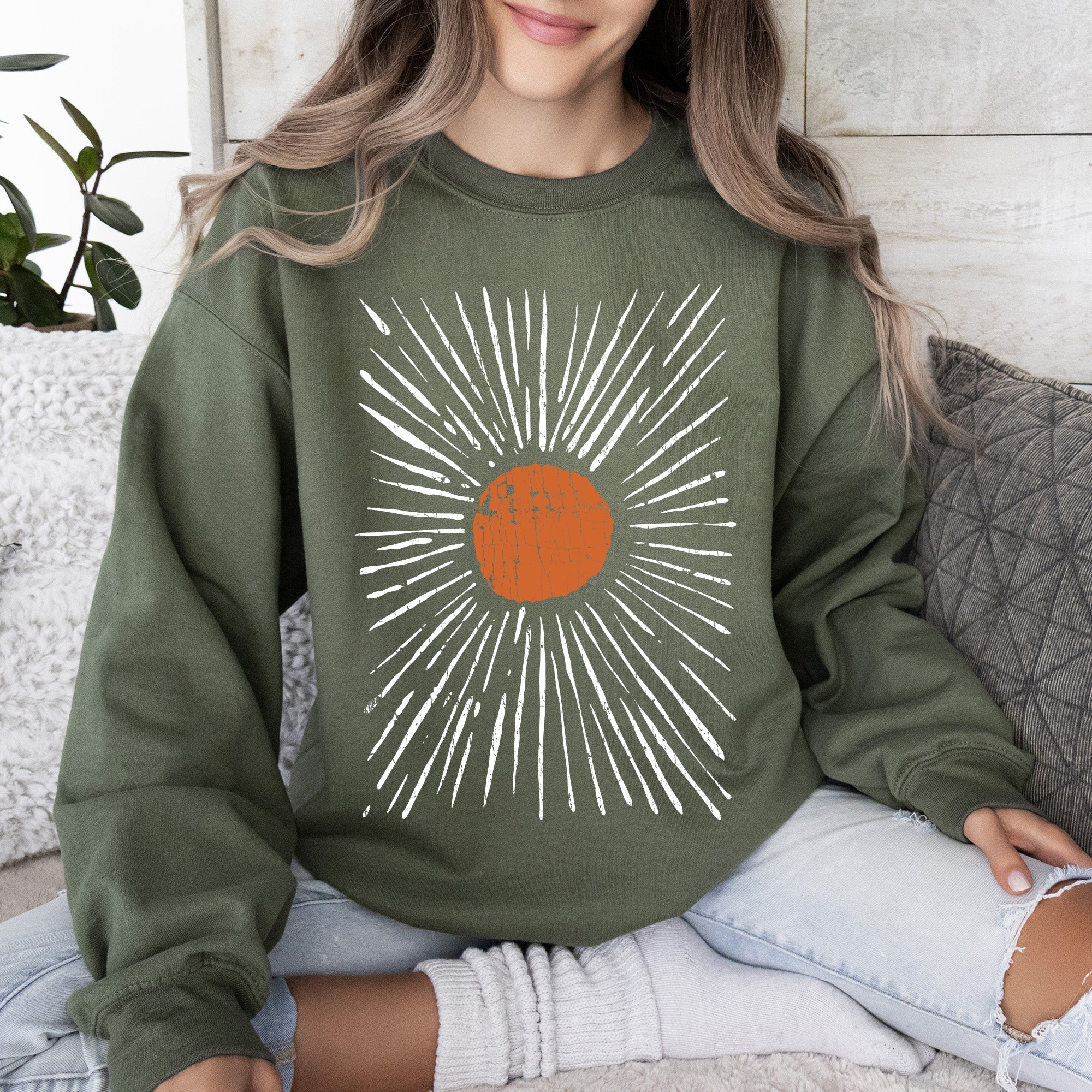 Boho Starburst Celestial Retro Cosmic Night Sky Print Design For Everyday Wear Sweatshirt