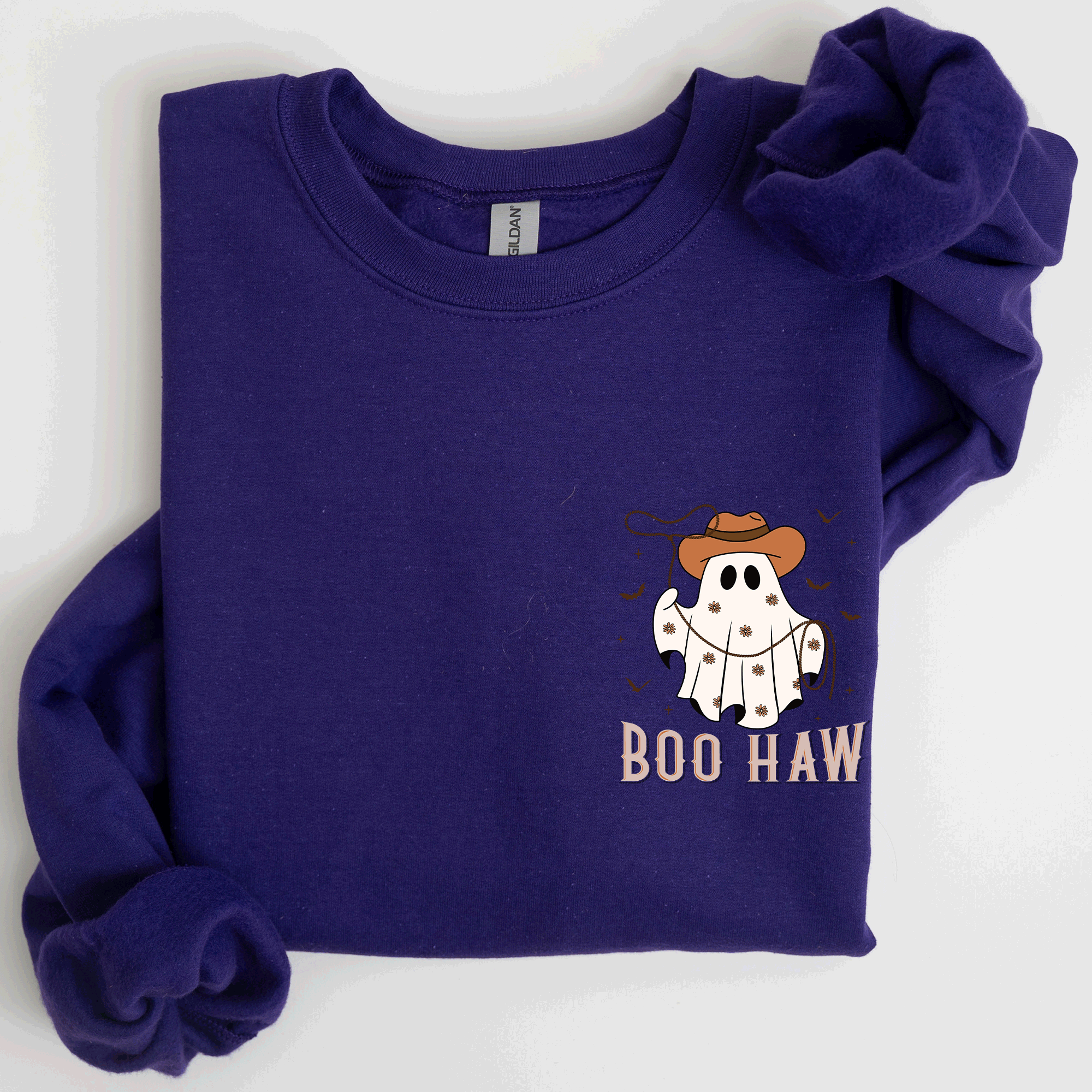 Boo Haw Lasso Cowboy Western Halloween Spirit Of The Wild Frontier Classic Western Quote Pocket Sweatshirt