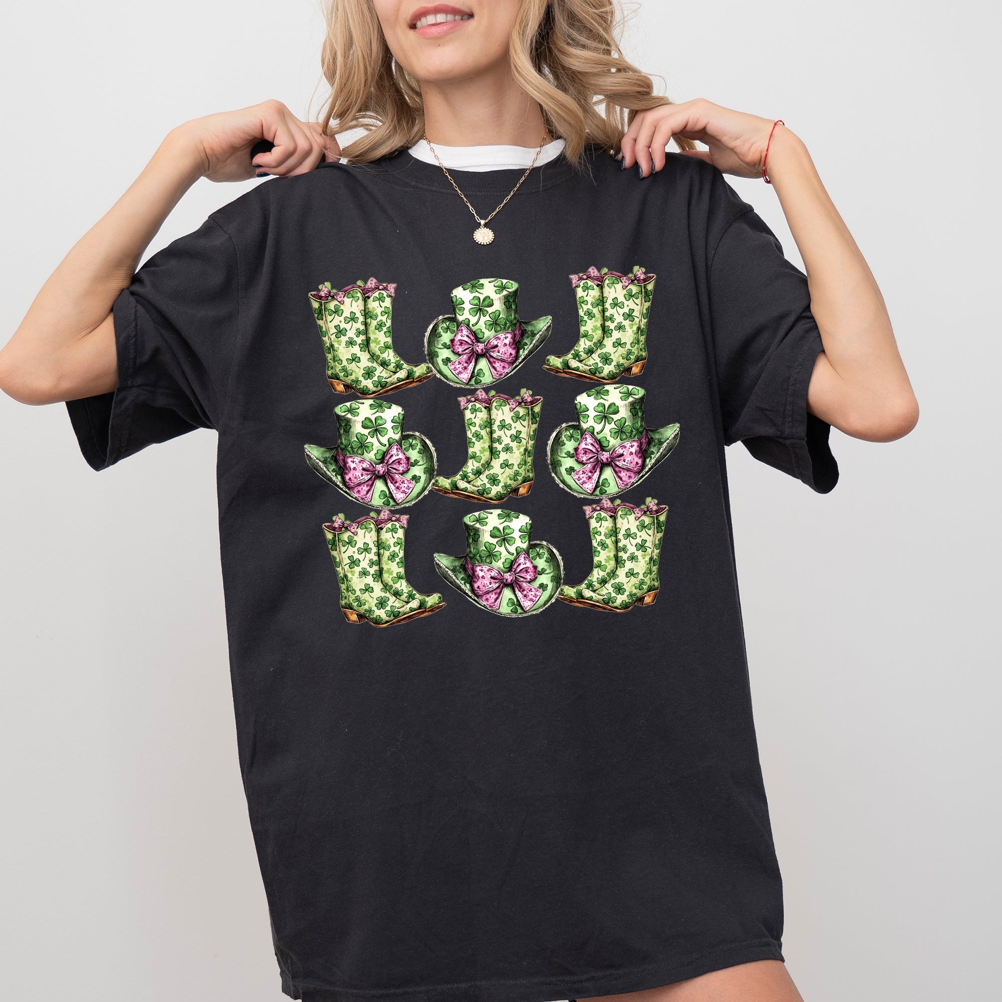 Boots And Hats Cowboy St Patrick's Day Shamrock Clover Lucky Leprechaun Comfort Colors Tee