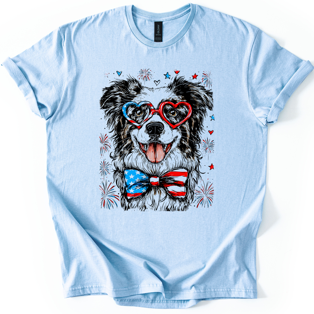Border Collie Patriotic Dog USA Flag Lover Edition Graphic Tee For Pet Lovers Everywhere