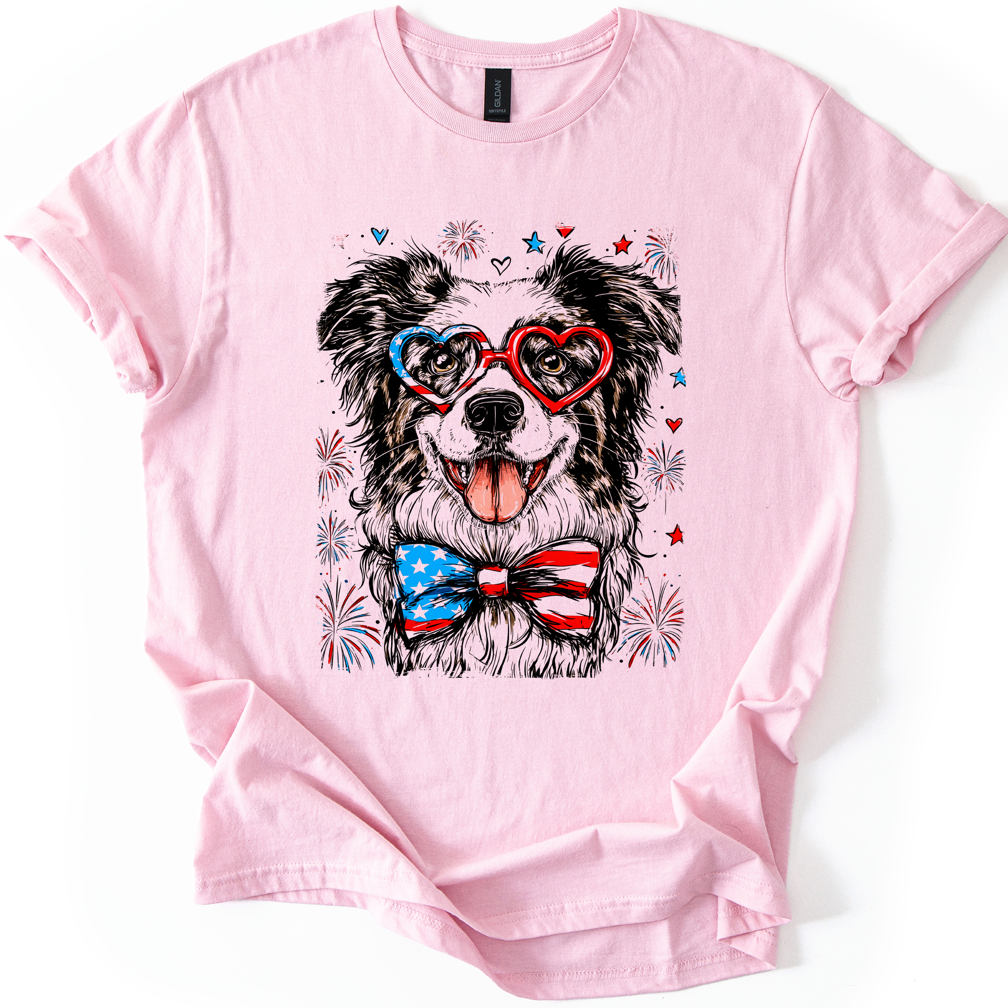 Border Collie Patriotic Dog USA Flag Lover Edition Graphic Tee For Pet Lovers Everywhere