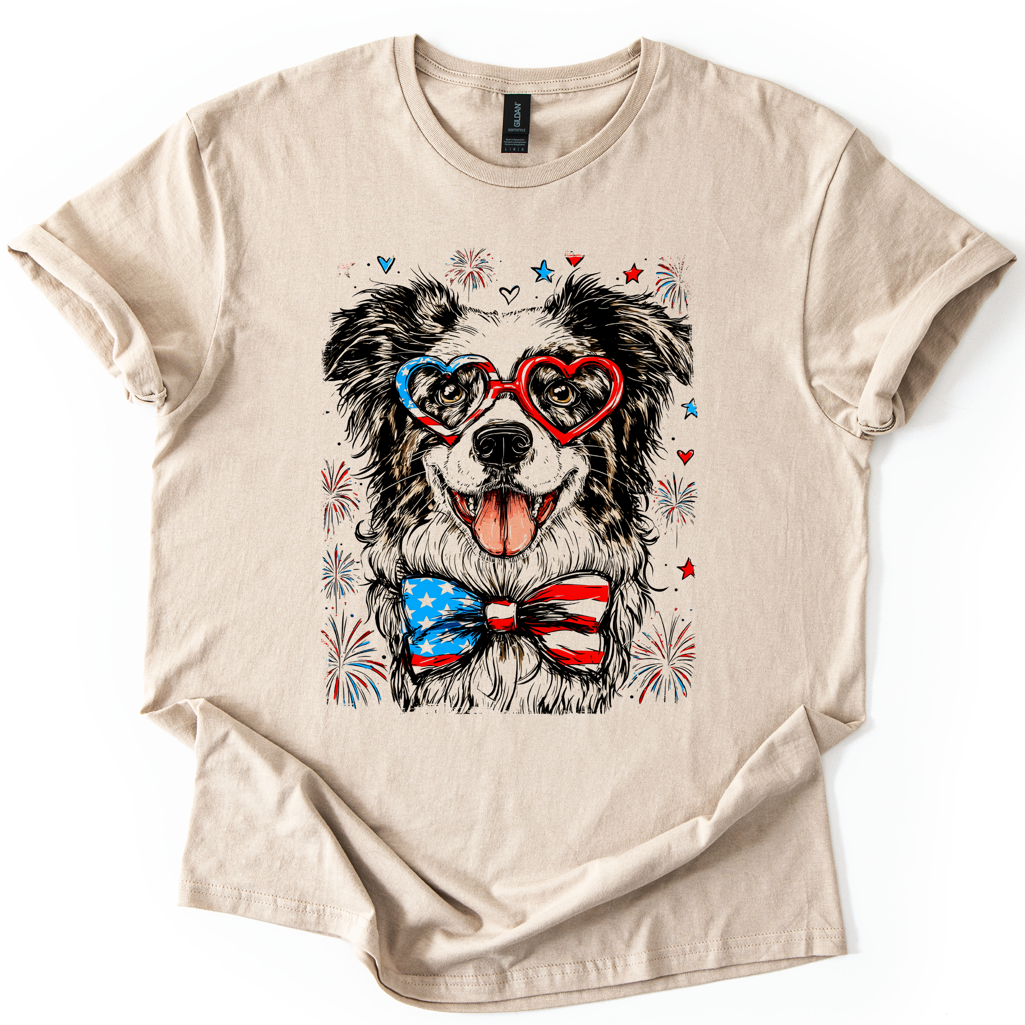 Border Collie Patriotic Dog USA Flag Lover Edition Graphic Tee For Pet Lovers Everywhere