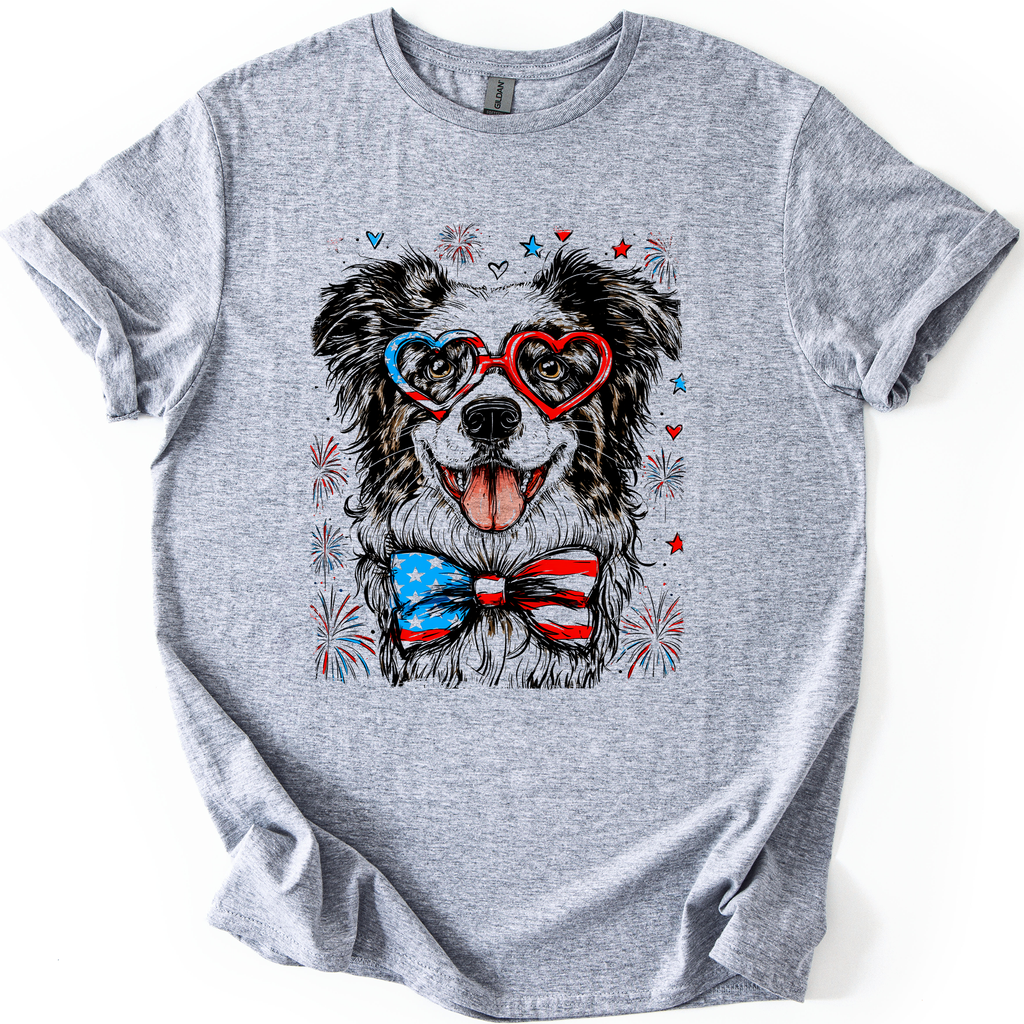 Border Collie Patriotic Dog USA Flag Lover Edition Graphic Tee For Pet Lovers Everywhere