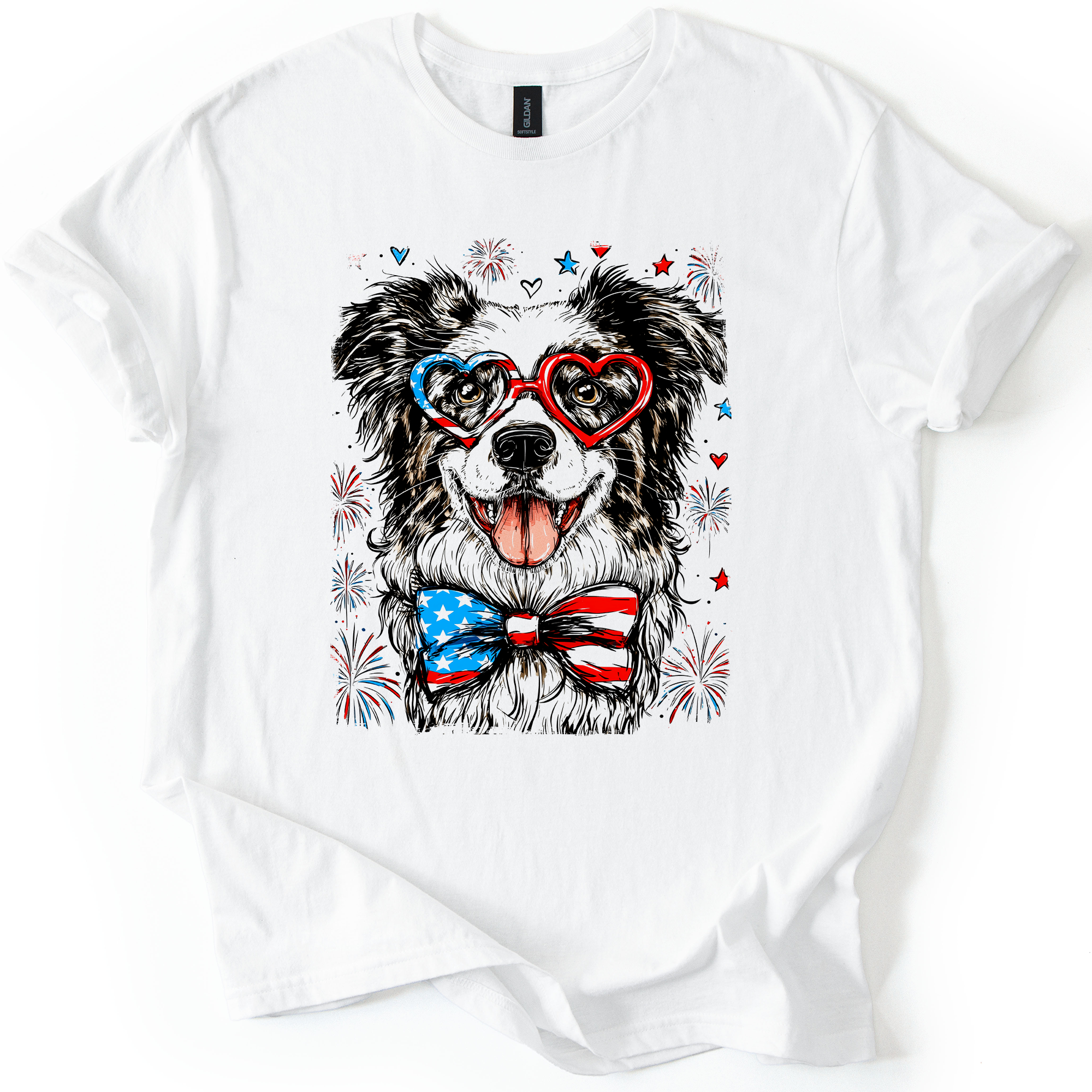 Border Collie Patriotic Dog USA Flag Lover Edition Graphic Tee For Pet Lovers Everywhere