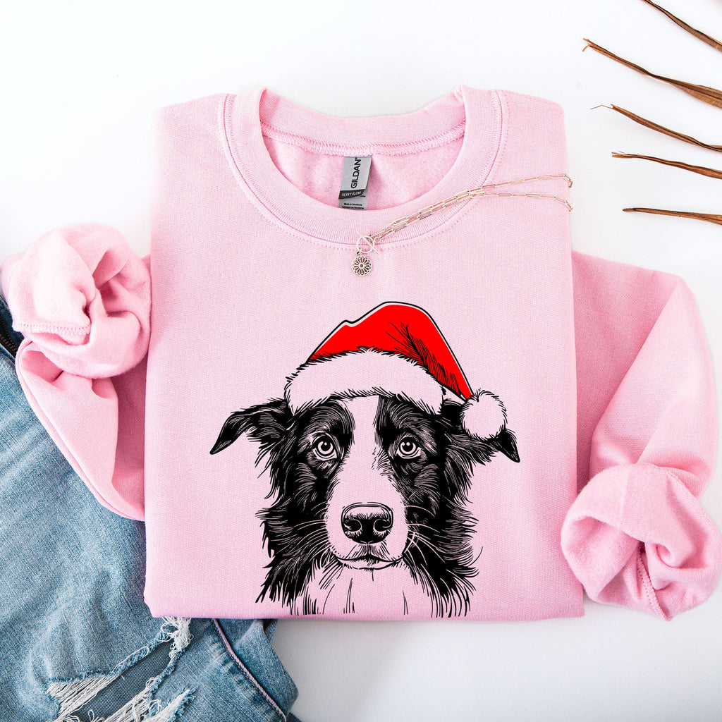 Border Collie Santa Christmas Dog Lover Pet Festive Cozy Warm Winter Premium Sweatshirt