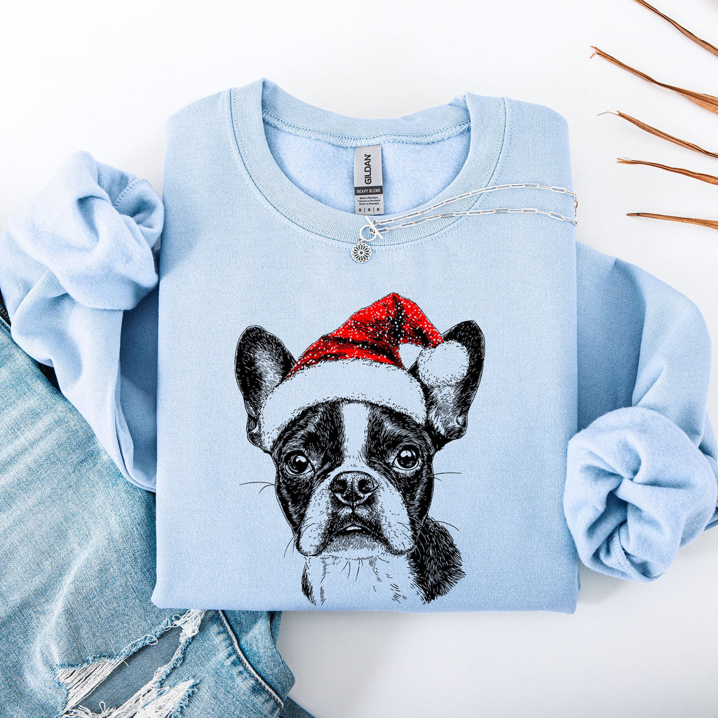 Boston Terrier Santa Christmas Dog Lover Cozy Festive Seasonal Edition Sweatshirt