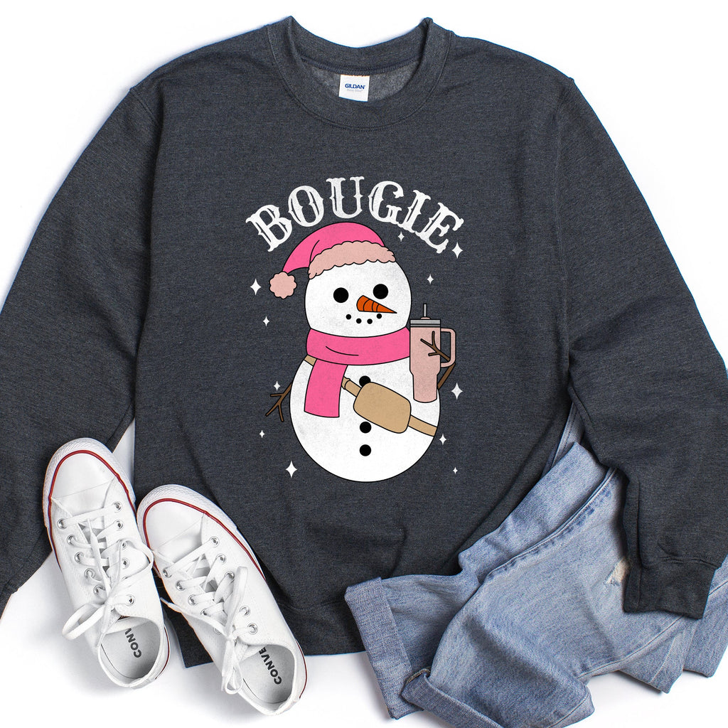 Bougie Snowman Christmas BooJee Cozy Holiday Festive Winter Comfort Fleece Sweatshirt