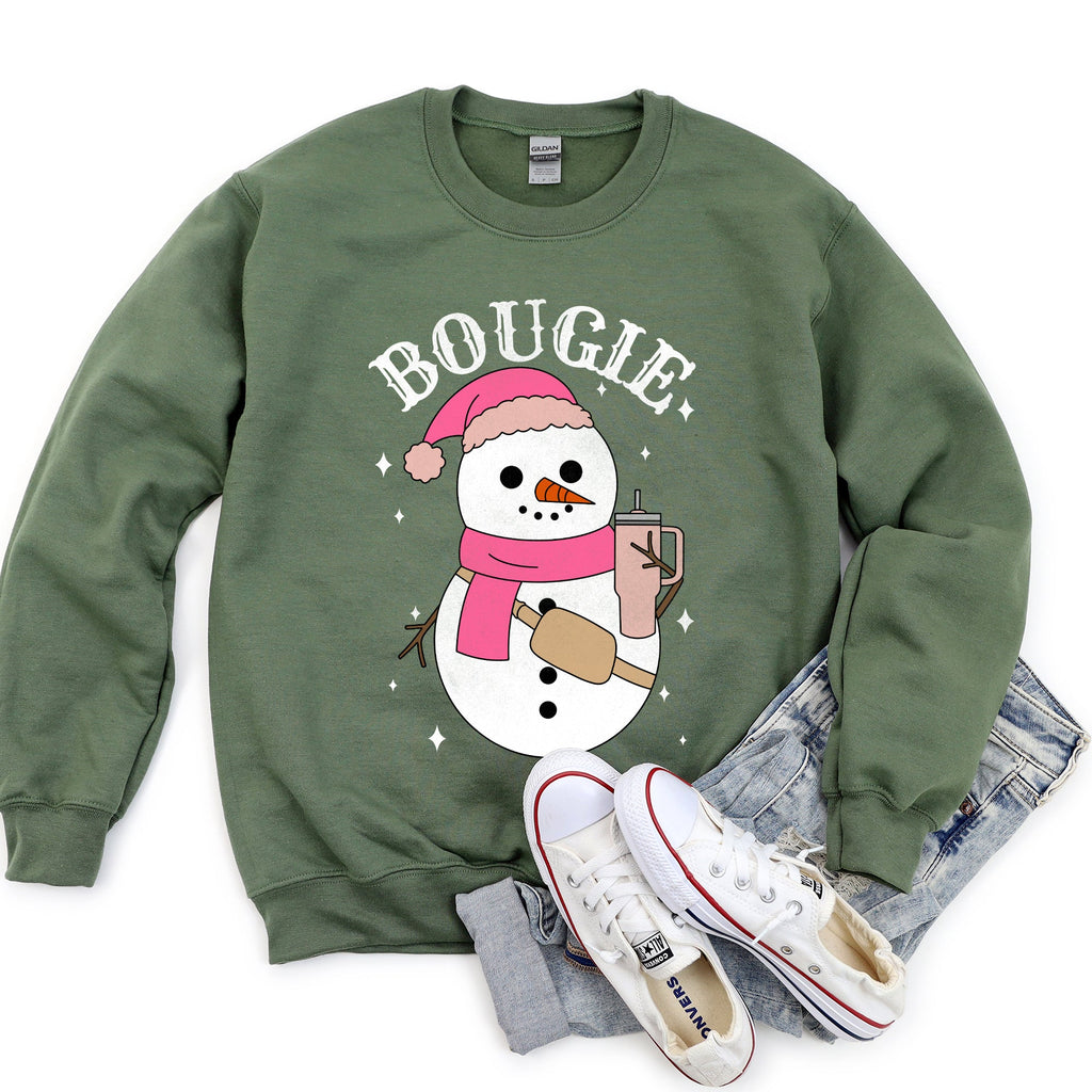 Bougie Snowman Christmas BooJee Cozy Holiday Festive Winter Comfort Fleece Sweatshirt