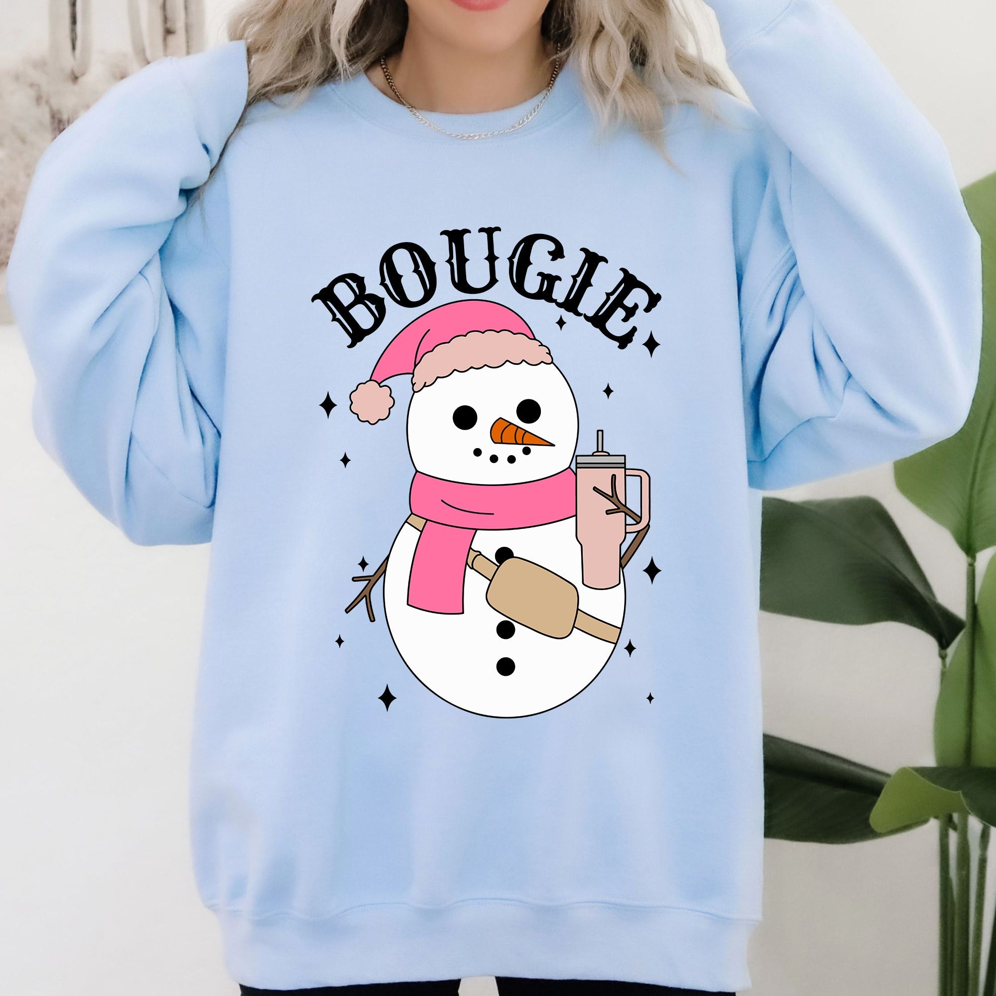 Bougie Snowman Christmas Santa Winter Snow Xmas Holiday Cheer Festive Cozy Classic Sweatshirt