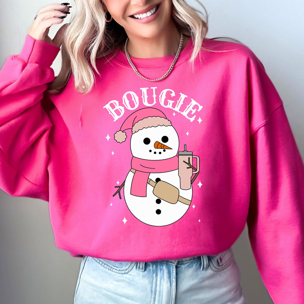 Bougie Snowman Christmas Santa Winter Snow Xmas Holiday Cheer Festive Cozy Classic Sweatshirt