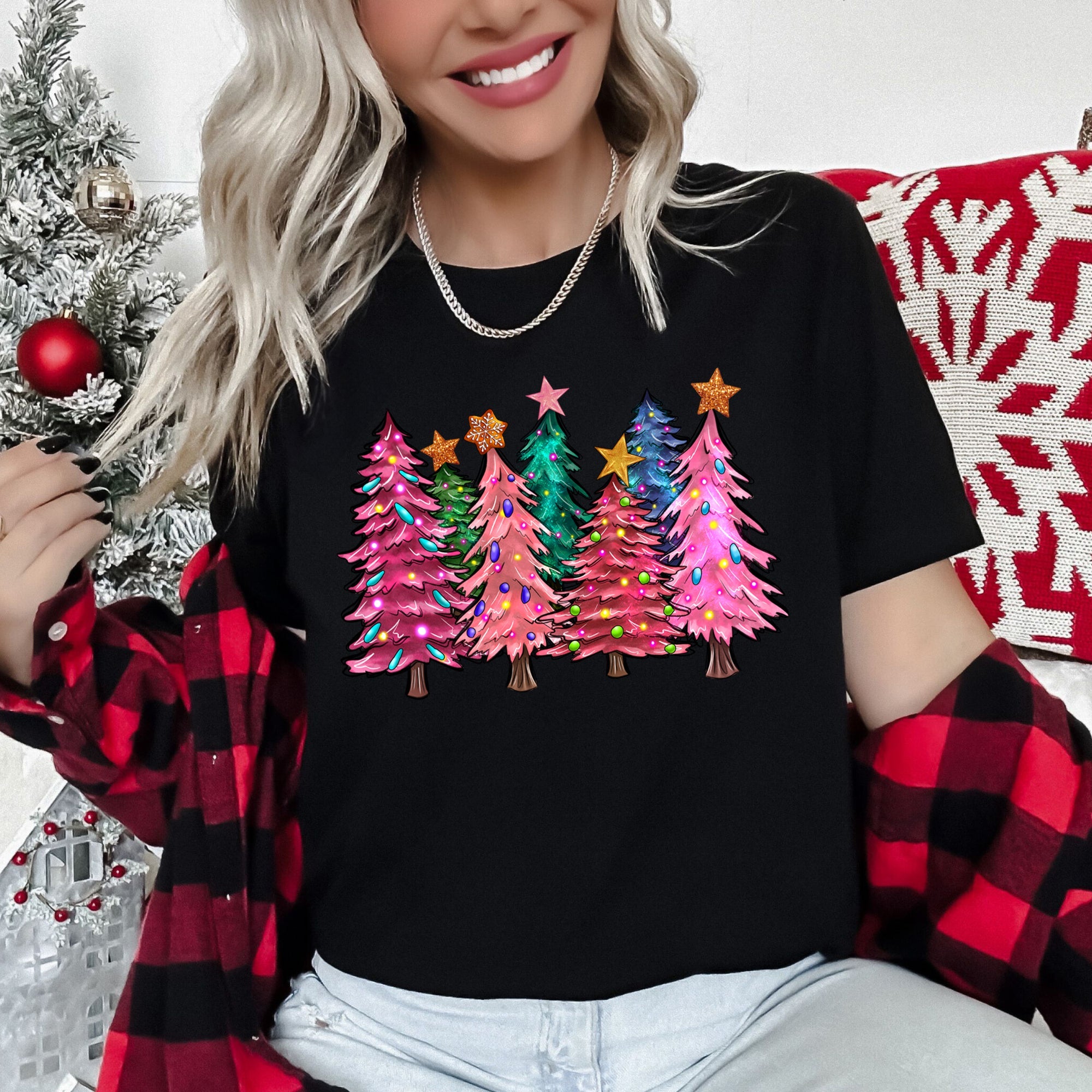 Bright Christmas Trees, Christmas Lights Festive Holiday Display Edition Graphic Tee